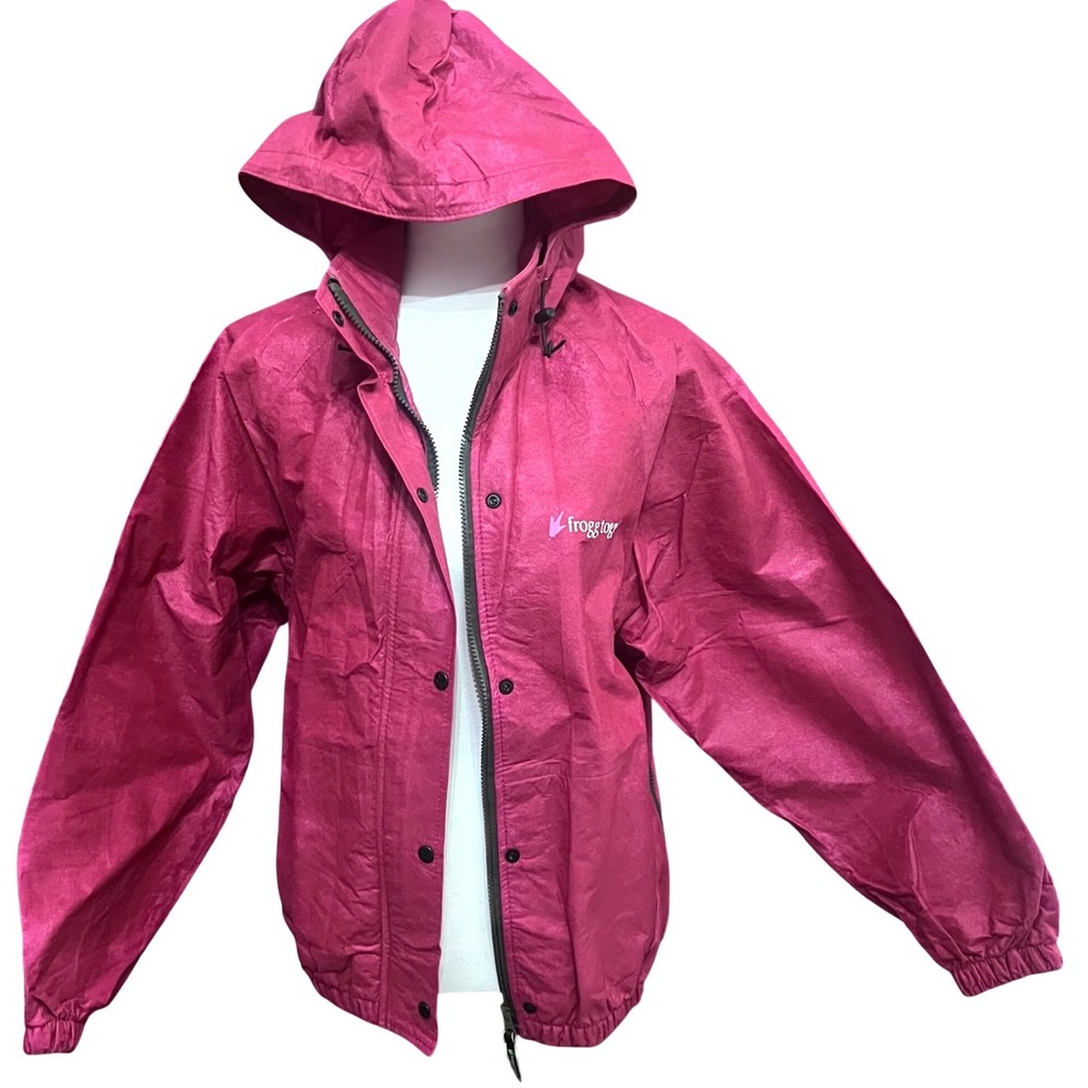 Frogg Toggs Womens Berry Pink Hooded Rain Jacket Weather Resistant Medium